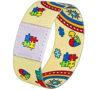 Nanafast Autism Awareness Bracelet - Colorful Elastic Wristband for Women & Men, 6.3 Inch, Polyester, no gemstone