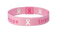 Nanafast Breast Cancer Awareness Wristband - Elastic Pink Ribbon Bracelet for Women, 7.48 INCH, Polyester, no gemstone