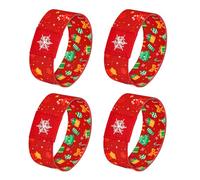 Nanafast Christmas Bracelet Wristband Elastic Christmas Tree Bracelet for Women Men Santa Claus Snowman Snowflake Xmas Bracelets for Party, Red 4pcs, Polyester, no gemstone
