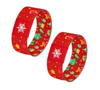 Nanafast Christmas Bracelet Wristband Elastic Christmas Tree Bracelet for Women Men Santa Claus Snowman Snowflake Xmas Bracelets for Party, Red 2pcs, Polyester, no gemstone