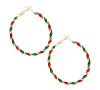 Nanafast Christmas Hoop Earrings for Women Red Green Huggie Hoops Xmas Earrings Colorful Candy Ornament Large Earrings Party Jewelry Festival Accessory, 28 mm, Metal, No Gemstone