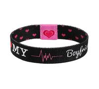 Nanafast Elastic Wristband Bracelets for Women Man, I Love My BF GF, Stretchy Elastic Band, Relationship Promise Wristbands for Couples Friendship Gift Jewelry, Adjustable, Polyester, no gemstone