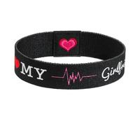 Nanafast Elastic Wristband Bracelets for Women Man, I Love My BF GF, Stretchy Elastic Band, Relationship Promise Wristbands for Couples Friendship Gift Jewelry, Adjustable, Polyester, no gemstone