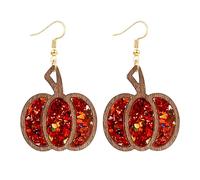 Nanafast Fall Thanksgiving Earrings for Women Leather Pumpkin Turkey Maple Leaf Shaped Thanksgiving Celebration Party Trendy Fall Dangle Fun Hook Earrings for Her Autumn Jewelry, Wood, No Gemstone