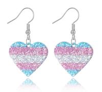 Nanafast LGBT Rainbow Pride Earrings for Women Acrylic Heart Dangle Earrings for Progress Bisexual Lesbian Transgender LGBTQ Pride Month Accessories Gifts, Acrylic, No Gemstone