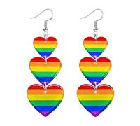 Nanafast LGBT Rainbow Pride Earrings for Women Lesbian Bisexual Pansexual Transgender Nonbinary Asexual Gender Fluid Progress Flag Heart Earrings LGBTQ Pride Jewelry for Pride Month, Acrylic, No