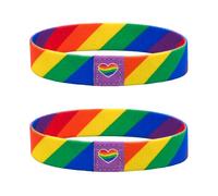 Nanafast LGBTQ Rainbow Pride Bracelet for Women Men Stretch Elastic Wristband LGBT Bracelets for Pride Month Trans Bisexual Nonbinary Lesbian Asexual Stuff Accessories, 2pcs, Polyester, no gemstone