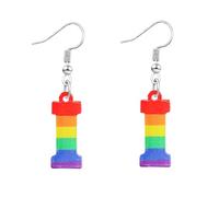 Nanafast Rainbow Initial Earrings Acrylic LGBT Rainbow Letter Earrings for Women Letter Pride Earrings with A-Z Charms LGBTQ Pride Jewelry Gifts, Acrylic, No Gemstone