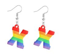 Nanafast Rainbow Initial Earrings Acrylic LGBT Rainbow Letter Earrings for Women Letter Pride Earrings with A-Z Charms LGBTQ Pride Jewelry Gifts, Acrylic, No Gemstone