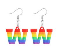 Nanafast Rainbow Initial Earrings Acrylic LGBT Rainbow Letter Earrings for Women Letter Pride Earrings with A-Z Charms LGBTQ Pride Jewelry Gifts, Acrylic, No Gemstone