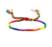 Nanafast Rainbow LGBT Pride Bracelet Handmade Braided Friendship String Bracelet for Gay & Lesbian LGBTQ Wristband Adjustable Size, 5.9 inches to 10.6 inches, braided rope, no gemstone