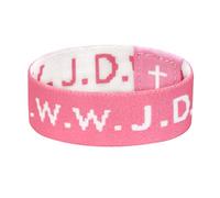Nanafast WWJD Bracelet Wristband Elastic WWJD Jesus Bracelets for Women Men What Would Jesus Do Bracelets Christian Jewelry Gift, Pink 1pc, Polyester, no gemstone