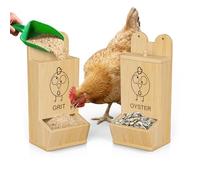 Nanagiftree 2Pack Chicken Grit Feeder, Wooden Oyster Shell with Magnetic Lid and Drain Holes, Hanging Gravity Chicken Grit Feeder, Coop Accessories for Hens and Chicks