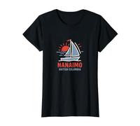 Nanaimo British Columbia Sailboat Sunset Design Value Graphic T-Shirt, Women, Black, M