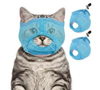 Nanaki 2-Pack Adjustable Cat Muzzle, Visualized Anti-Biting Face Cover for Grooming, Nail Trimming, Teeth Cleaning & Eye Protection - Calms Brushing, Allows Meowing（Blue,M）