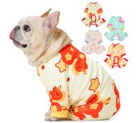Nanaki Cute Pitbull Pajamas for Dogs Medium, Soft Velvet Stretchy Puppy Pjs with Money Patterns, Comfy Pet Onesie Jammies for Pajama Party, for Birthday Gift, Orange,L