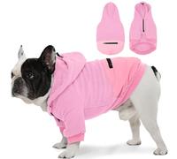 Nanaki Dog Hoodies for Medium Size Dogs with Pocket- Long Sleeves Adjustable Zip Collar-Soft Fleece Sweater Sweatshirt for French Bulldog, West Highland, Warm Pet Coat Jacket Machine Washable Pink, M