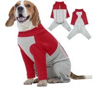Nanaki Dog Surgery Suit Dog Pajamas for Large Breeds - Soft Onesie for Dogs After Surgery, Comfy Pitbull Pajamas, Surgical Alternative to Cone Prevent Licking for Female Dogs, Red, XL