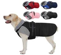 Nanaki Large Dog Coat For Winter Waterproof, Warm Fleece Lining Reflective Large Dog Jacket With Leash Hole, Furry Collar Cold Weather Puppy Vest Outdoor Walking Hunting Easy On Pet Snowsuit Black 2XL