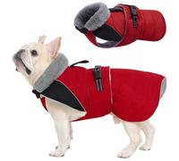 Nanaki Small Dog Coat for Winter Waterproof, Warm Fleece Lining Furry Collar Dog Jacket with Leash Hole, Reflective Adjustable Cold Weather Puppy Jacket Vest, Pullover Pet Snow Suit Male Female,Red S
