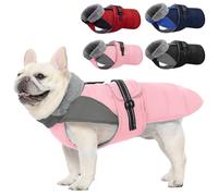 Nanaki Small Dog Coat for Winter Waterproof, Warm Fleece Lining Furry Collar Dog Jacket With Leash Hole, Reflective Adjustable Cold Weather Puppy Jacket Vest, Pullover Pet Snow Suit Male Female,Pink S