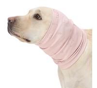 Nanaki Soft Dog Ear Covers For Blow Drying Grooming-Quiet Dog Noise Cancelling Ear Muffs Protection For Sound Thunderstorm,Fireworks,No Shake Head Wrap Hematoma Anti-Scratching,Snood Protector Pink,XL