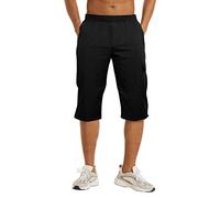 NANAMEEI Men's Quick Dry Shorts Mens 3/4 Below The Knee Shorts with Zip Pockets,Black,2XL