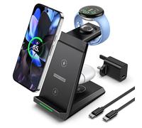 NANAMI 3 in 1 Wireless Charging Station for Google Pixel Devices | Compatible with Pixel 9/8/7/6, Pixel Watch 3/2 (Not for Watch 1/4), Buds Pro 2, Auto-Dimming Light, 20W Adapter, Nightstand