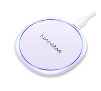 NANAMI Wireless Charger Pad for iPhone and Samsung Galaxy, Bedside Charger | Compatible with Galaxy S26/S25/S24/S23/S22/S21 and iPhone 18 Pro Max/17/16/15/14/13/12, AirPods, 10W Charging, Sleep-Friendly