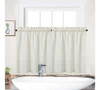 NANAN Kitchen Cafe Tier Curtains, Waffle Weave Textured Short Curtain for Bathroom Waterproof Window Covering Curtains - 30" x 30", Ivory, Set of 2