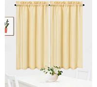 NANAN Kitchen Curtains 45 inch Long Casual Weave Small Window Curtain Kitchen Bathroom Basement Bedroom Drapes - 30" x 45", Yellow, Set of 2