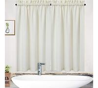 NANAN Short Tier Curtains, Waffle Weave Textured Bathroom Curtains Window Covering Kitchen Cafe Curtains - 30" x 54", Ivory, Set of 2
