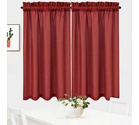 NANAN Waffle Kitchen Curtains 45 inch Long Casual Weave Small Window Curtain Kitchen Bathroom Basement Bedroom Drapes - 30" x 45", Burgundy, Set of 2