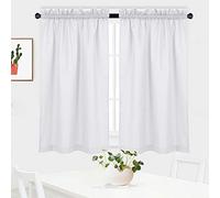 NANAN White Curtains 45 inch Long Casual Weave Small Window Curtain Kitchen Bathroom Basement Bedroom Drapes - 30" x 45", White, Set of 2