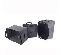 NANANA Felt Storage Basket with Handle, Wool Felt Foldable Open Storage Bins Boxes Collapsible Organizer for Clothing, Toys, Books, Newspaper, Multi Size(3 Pcs),Darkgray,S