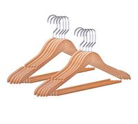 NANANA Quality Hangers Wooden Hangers Beautiful Sturdy Suit Coat Hangers with Locking Bar and 360 deg Rotate Chrome Hook, 10 PCS,woodcolor,Men