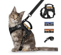 nanappice Tactical Cat Harness and Leash for Walking Esacpe Proof,Adjustable Soft Mesh Large Cat Vest with Rubber Handle Easy to Control,Molle Patches