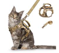 nanappice Tactical Cat Harness and Leash for Walking Esacpe Proof,Adjustable Soft Mesh Large Cat Vest with Rubber Handle Easy to Control,Molle Patches