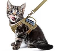 nanappice Tactical Cat Harness for Walking, Adjustable Escape Proof Pet Vest for Large Cat,Easy Control Breathable Cat Vest with Handle，Molle Patches