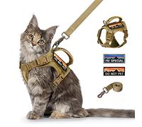 nanappice Tactical Cat Harness for Walking Escape Proof,Adjustable Pet Vest Harness,Comfy Mesh Padding Large Cat with Quick-Release Buckle and Rubber Handle (L, A-Khaki)