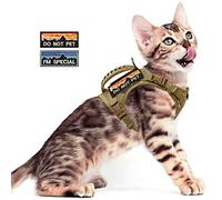 nanappice Tactical Cat Harness for Walking Escape Proof,Adjustable Pet Vest Harness,Comfy Mesh Padding Large Cat with Quick-Release Buckle and Rubber Handle (L, Camo Khaki)
