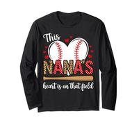 Nanas Baseball Field Leopard Polka Dot Heart Sports Long Sleeve T-Shirt