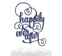 NANASUKO Wedding Cake Topper - happily ever after - Double Sided Navy Blue Glitter - Premium quality Made in USA - Navy Blue Glitter
