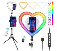 NANBEITONG13'' Selfie Ring Light with 73'' Tripod Stand and Phone Holder&ipad Holder, RGB Ring Lights 47 Color Modes, Stepless Dimmable/Speed LED Heart RingLight for iPhone & Android,YouTube,Makeup
