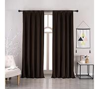 nanbowang Coffee Brown Velvet Curtains - 42 Inches Width 84 Inches Long Soft Curtain Rod Pocket Thermal Insulated Window Treatment for Bedroom 2 Panels