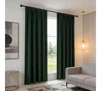 nanbowang Dark Green Velvet Curtains - 42 Inch Width x 84 Inch Long Soft Curtains Rod Pocket Thermal Insulated Blackout Bedroom 2 Panels