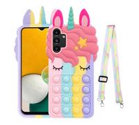 nancheng for Samsung Galaxy A13 5G Phone Case with Strap Lanyard Cute Girls Woman Silicone Bubble Cartoon Push Pop Toys Funny Kawaii Stress Relief Shockproof Protective Cover - Rainbow