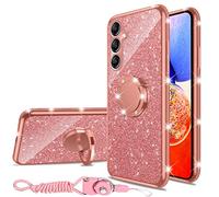 nancheng for Samsung Galaxy A14 5G Case (2023), Phone Case for Pinwheel Plus 3 Cute Women Glitter Luxury Soft Silicone Clear Cover with Stand Bumper Shockproof Full Body Protection Case - Rose Gold