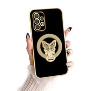 nancheng for Samsung Galaxy A52 5G/A52S 5G Case with Glitter Butterfly Kickstand for Women Girl Women Girls Men Soft TPU Shockproof Protective Cover, Black