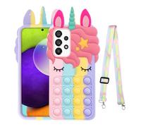 nancheng for Samsung Galaxy A52 5G Phone Case Girls Women Case for Galaxy A52s 5G Cute Cartoon Silicone Bubble Push Pop Kawaii Funny Toys with Strap Lanyard Shockproof Protective Case - Rainbow